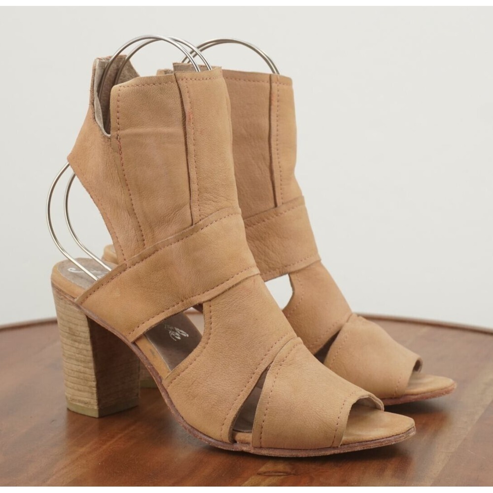 Free People Womens Effie Open Toe Heeled Sandals Size 39 / 9 Tan Leather